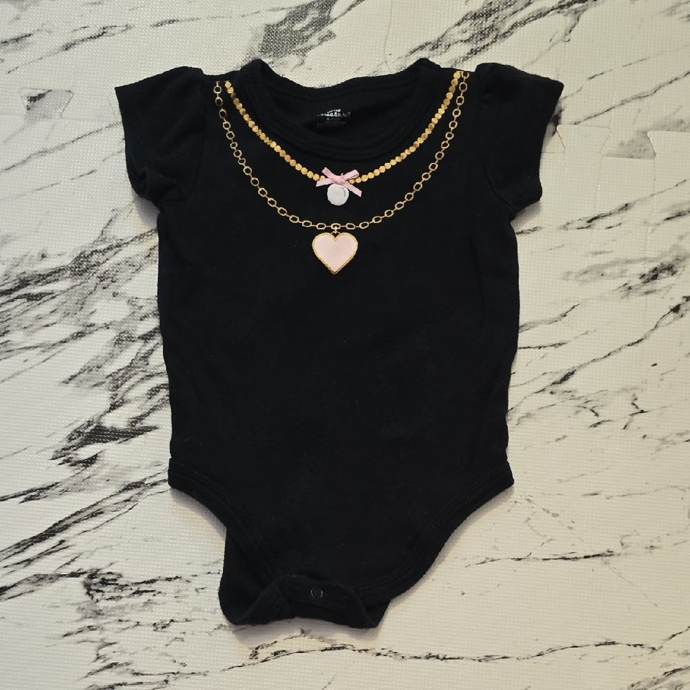 Black Bodysuit with Gold Necklace Design